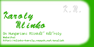 karoly mlinko business card